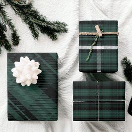 Hoja De Papel De Regalo Elegantes Navidades verdes con estampado de manto
