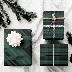 Hoja De Papel De Regalo Elegantes Navidades verdes con estampado de manto