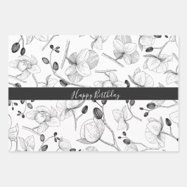 Hoja De Papel De Regalo Elegantes orquídeas moda verde rojo blanco floral