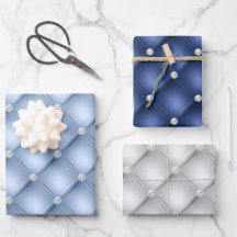Elegantes patrones acolchados de diamantes azules 