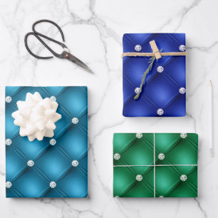 Hoja De Papel De Regalo Elegantes patrones de estampado de diamantes azule