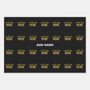 HOJA DE PAPEL DE REGALO ELEGANTES PERSONALIZABLES NEGROS DE MARCA MODERNOS
