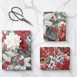 Hoja De Papel De Regalo Elegantes poinsettias de Navidad 