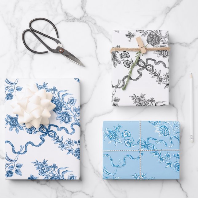 Hoja De Papel De Regalo Elegantes Rosas y cintas grabadas de época (Anverso)