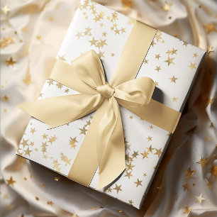 Hoja De Papel De Regalo Elegantes vacaciones de Navidades blancos y dorado