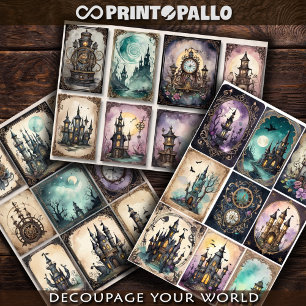 Hoja De Papel De Regalo Elementos decorativos Steampunk para decoupage #1