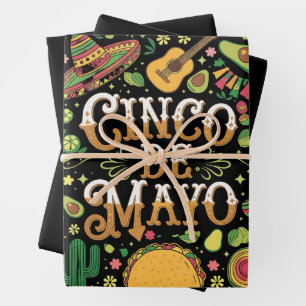 Hoja De Papel De Regalo Elementos Divertidos de Fiesta para el Cinco De Ma