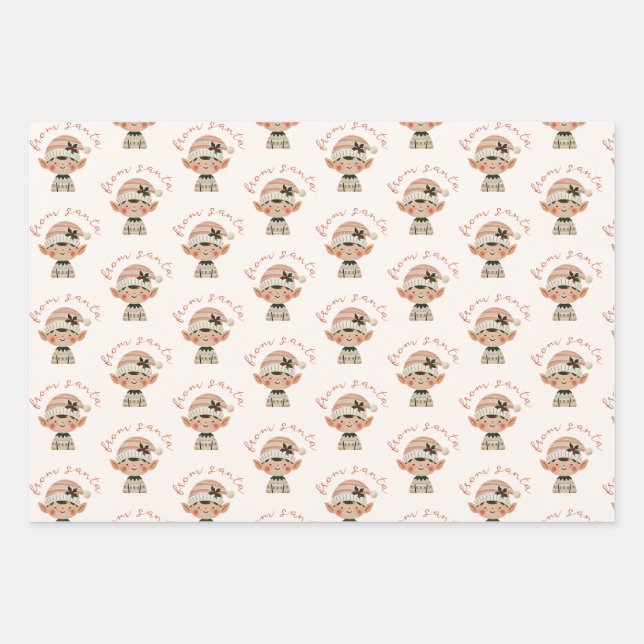 Hoja De Papel De Regalo Elf navidades de Santa (Anverso)