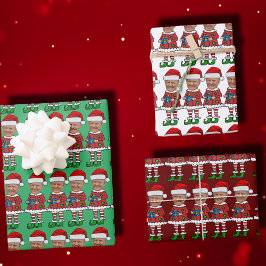 Hoja De Papel De Regalo Elf Personalizado Face foto Navidades de Elf Funny