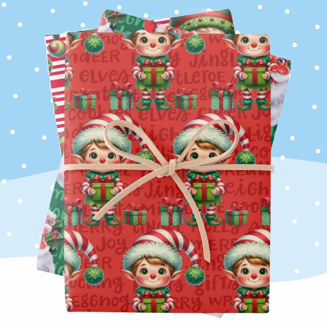 Hoja De Papel De Regalo Elf Santa Claus Elves 3 navidades (Subido por el creador)