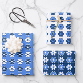 Hoja De Papel De Regalo Elija sus propios colores - Flores retro divertida