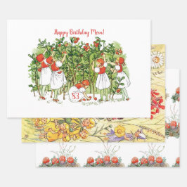 Hoja De Papel De Regalo Elsa Beskow Chica Cute Strawberry
