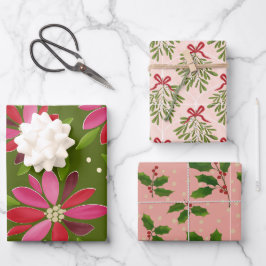 Hoja De Papel De Regalo Embalaje de regalo de la flora de vacaciones