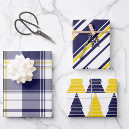 Hoja De Papel De Regalo Embalaje de regalo de maíz y azul en 3 paquetes 