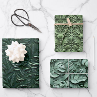 Hoja De Papel De Regalo Embossed Shades of Green