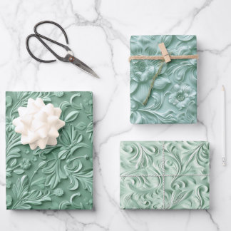 Hoja De Papel De Regalo Embossed Shades of Mint Green