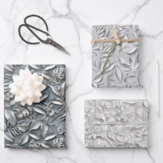 Hoja De Papel De Regalo Embossed Shades of Silver Gray