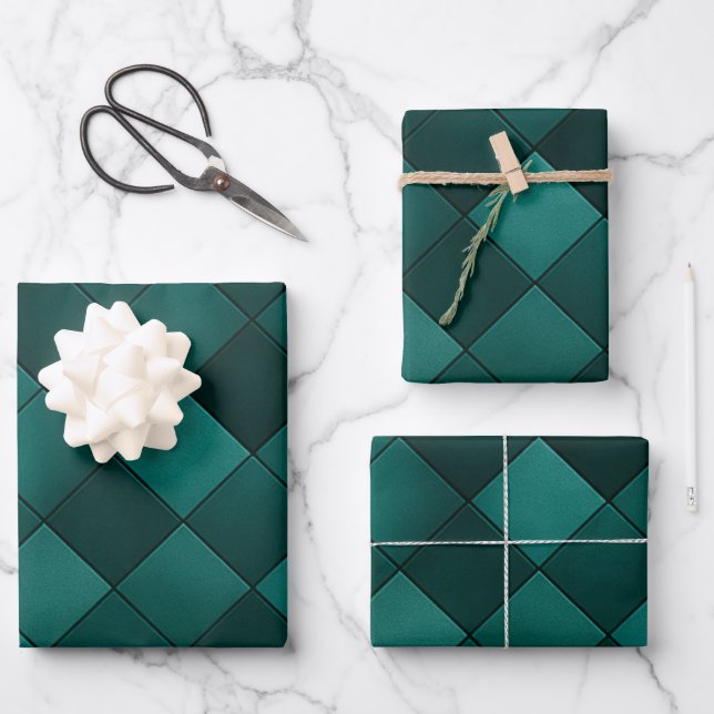 Hoja De Papel De Regalo Emerald Tile Pattern – Modern Luxury (Anverso)