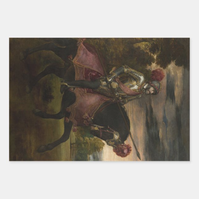Hoja De Papel De Regalo Emperador Carlos V a caballo (por Tiziano) (Anverso)