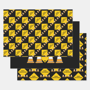 Hoja De Papel De Regalo En Construcción con Conos