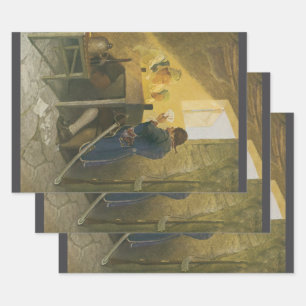 Hoja De Papel De Regalo En las tarjetas de la jaula de Cluny, por NC Wyeth