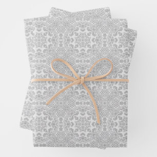 Hoja De Papel De Regalo Encaje Gris
