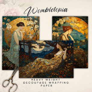 Hoja De Papel De Regalo Encantada Moonlit Maiden Decoupage de mosaicos flo