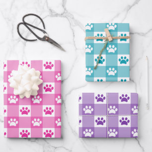 Hoja De Papel De Regalo Encantador estampado de cuadros con huellas de pat