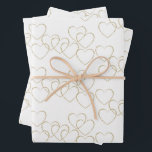 Hoja De Papel De Regalo Encantadores Corazones Decorativos Dorados y Blanc<br><div class="desc">La obra de arte presenta encantadores corazones decorativos en un patrón elegante en un esquema de color dorado y blanco. 
Para preguntas,  contacte al artista en wafadahdalcreates@gmail.com. © Wafa Y. Dahdal - Todos los Derechos Reservados. WD Art</div>