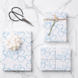Hoja De Papel De Regalo Encantadores dijes de corazón azul y blanco decora