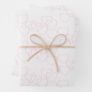 Hoja De Papel De Regalo Encantadores dijes de corazón rosado y blanco eleg