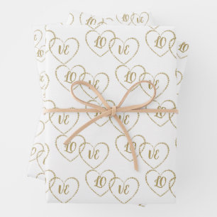 Hoja De Papel De Regalo Encanto del corazón de la novia y el Boda de oro d