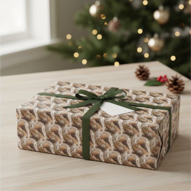 Hoja De Papel De Regalo Encanto del regalo de ardilla de bosques (Charming Woodland Squirrel Gift Wrap)