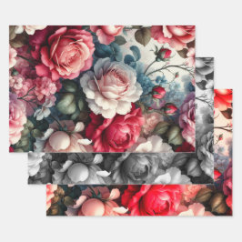 Hoja De Papel De Regalo Encanto Floral Rosa Atemporal