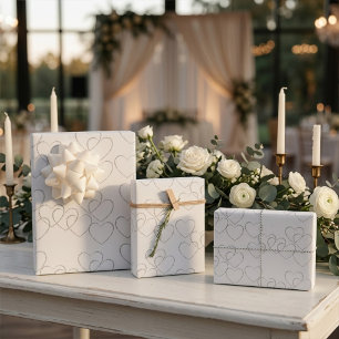 Hoja De Papel De Regalo Encantos de Corazón de Plata Decorativos Elegantes