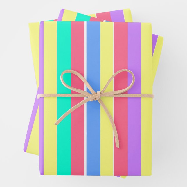 Hoja De Papel De Regalo Energizing Spring Pastel Stripes (In situ)