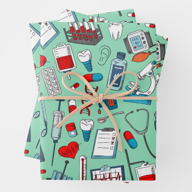 Hoja De Papel De Regalo Enfermera, Médica, profesional médico Tema (In situ)