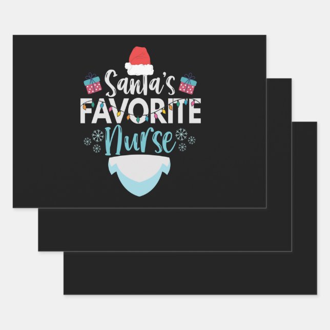 Hoja De Papel De Regalo Enfermería de Navidades divertidos de enfermera fa (Set)