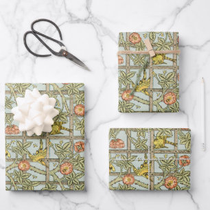 Hoja De Papel De Regalo Enrejado de William Morris, textil de jardín vinta