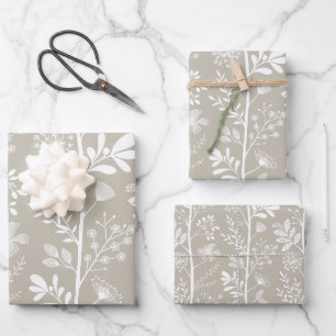 Hoja De Papel De Regalo Ensoñación Botánica Neutral de Jardín Elegante