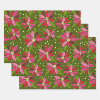 Hoja De Papel De Regalo Envase de regalo verde de Poinsettia 3