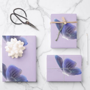Hoja De Papel De Regalo Envoltorio de regalo estético de mariposa morada e
