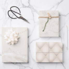 Hoja De Papel De Regalo Envoltura (3 patrones) - Marfil Pearl