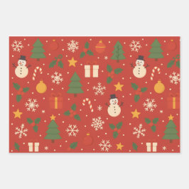 Hoja De Papel De Regalo Envoltura Clásica de Navidad