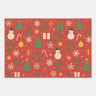 Hoja De Papel De Regalo Envoltura Clásica de Navidad