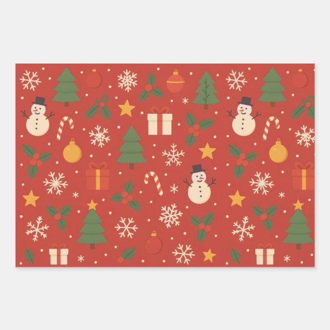 Hoja De Papel De Regalo Envoltura Clásica de Navidad (Anverso)