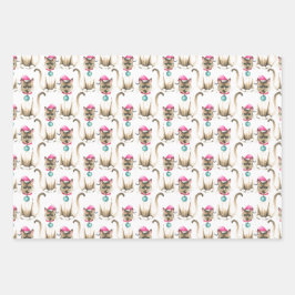 Hoja De Papel De Regalo Envoltura de gatos siameses navidades