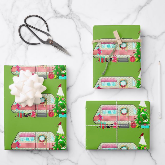 Hoja De Papel De Regalo Envoltura de la atractiva travesía de Camper Vinta (Anverso)