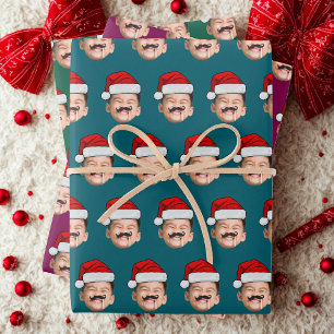 Hoja De Papel De Regalo Envoltura de regalo con cara de sombrero de Santa,