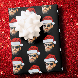 Hoja De Papel De Regalo Envoltura de regalo con sombrero de Santa y rostro